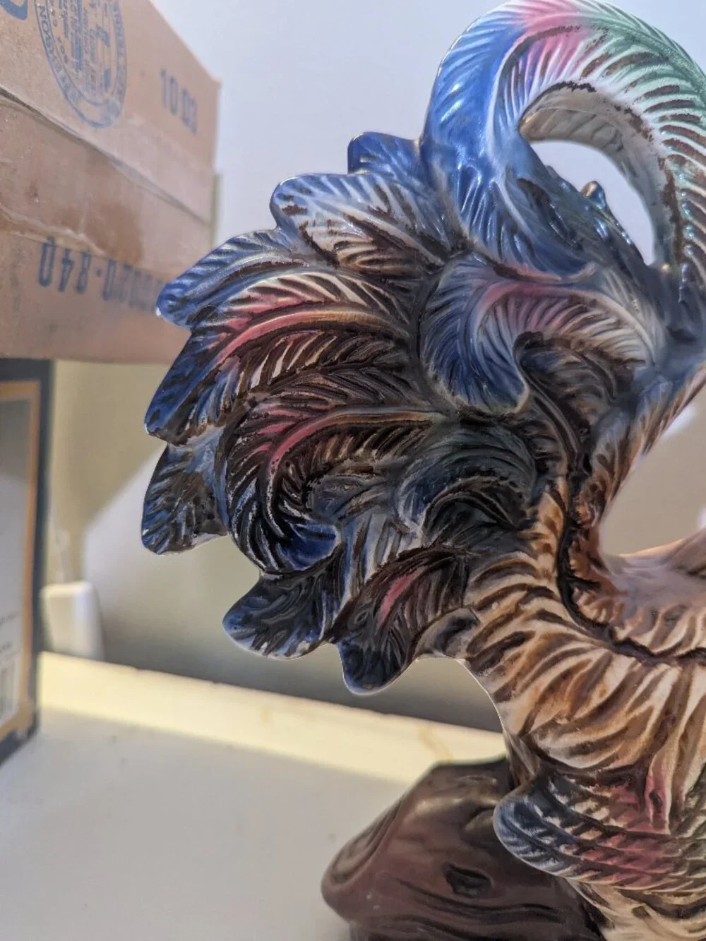 Vintage Mid-Century Italian Majolica Ceramic Rooster Figurine